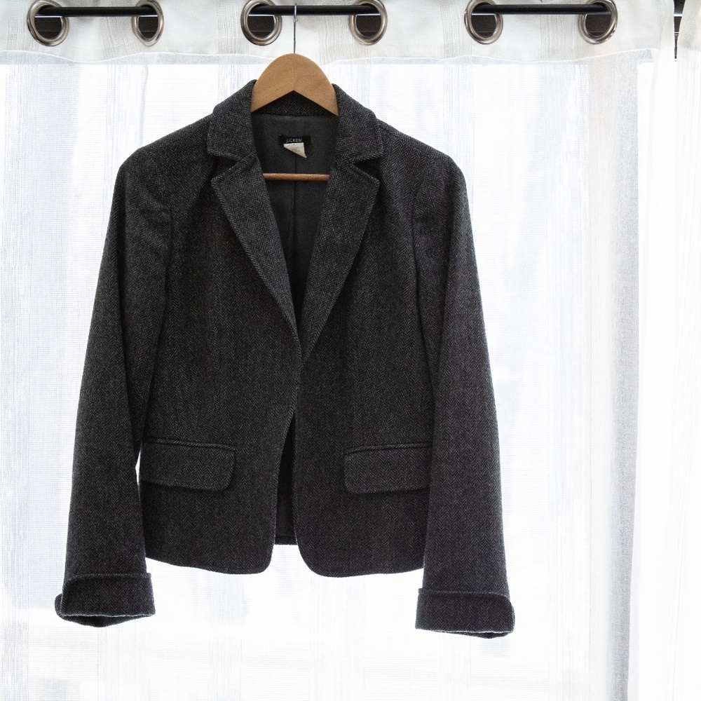 J.Crew Herringbone Wool Fitted Women's Blazer